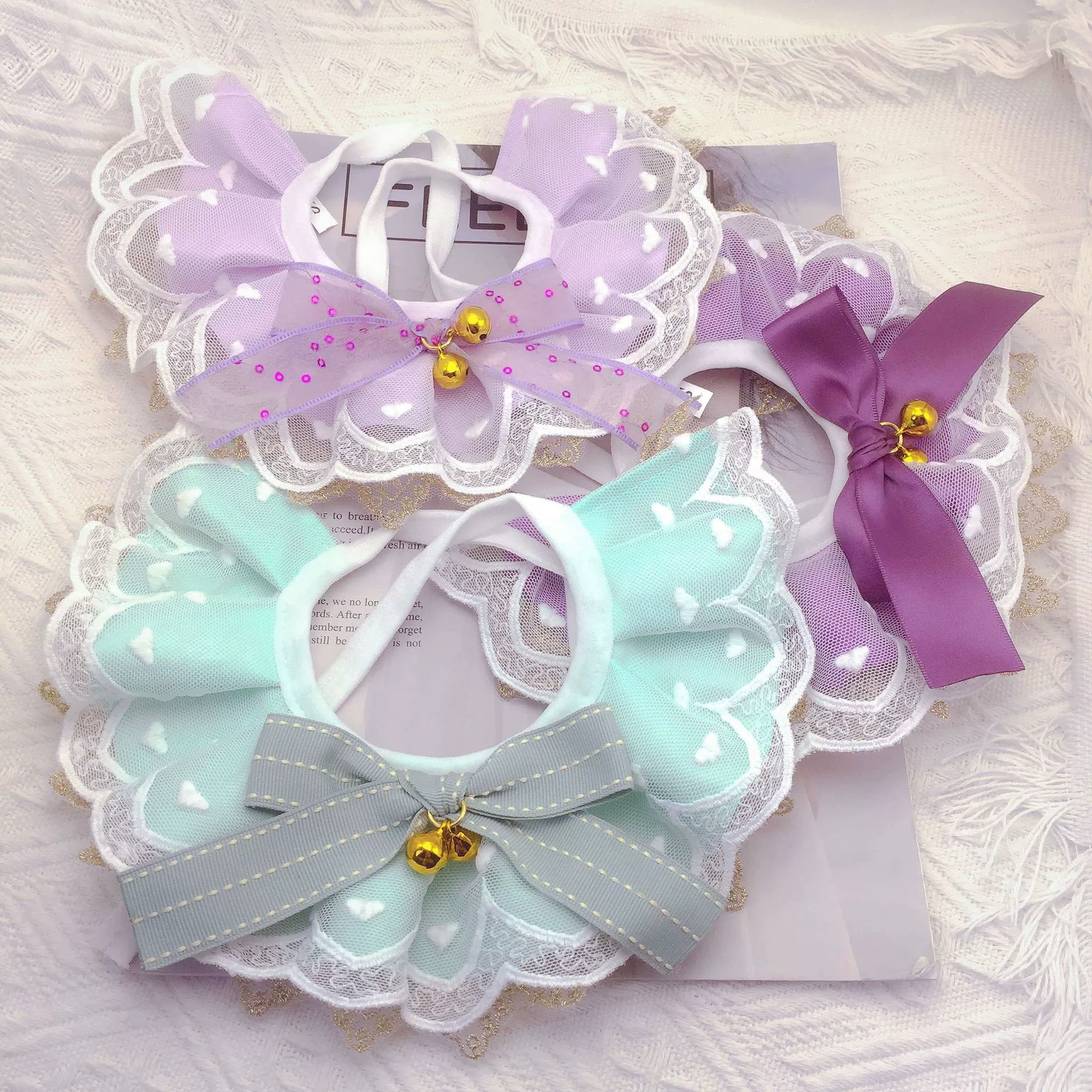 Кошка Собака Слип Полотенце Кружева Нагрудник Постепенная Любовь Кошка Лук Домашнее Животное Котенок Медведь Бант Шея