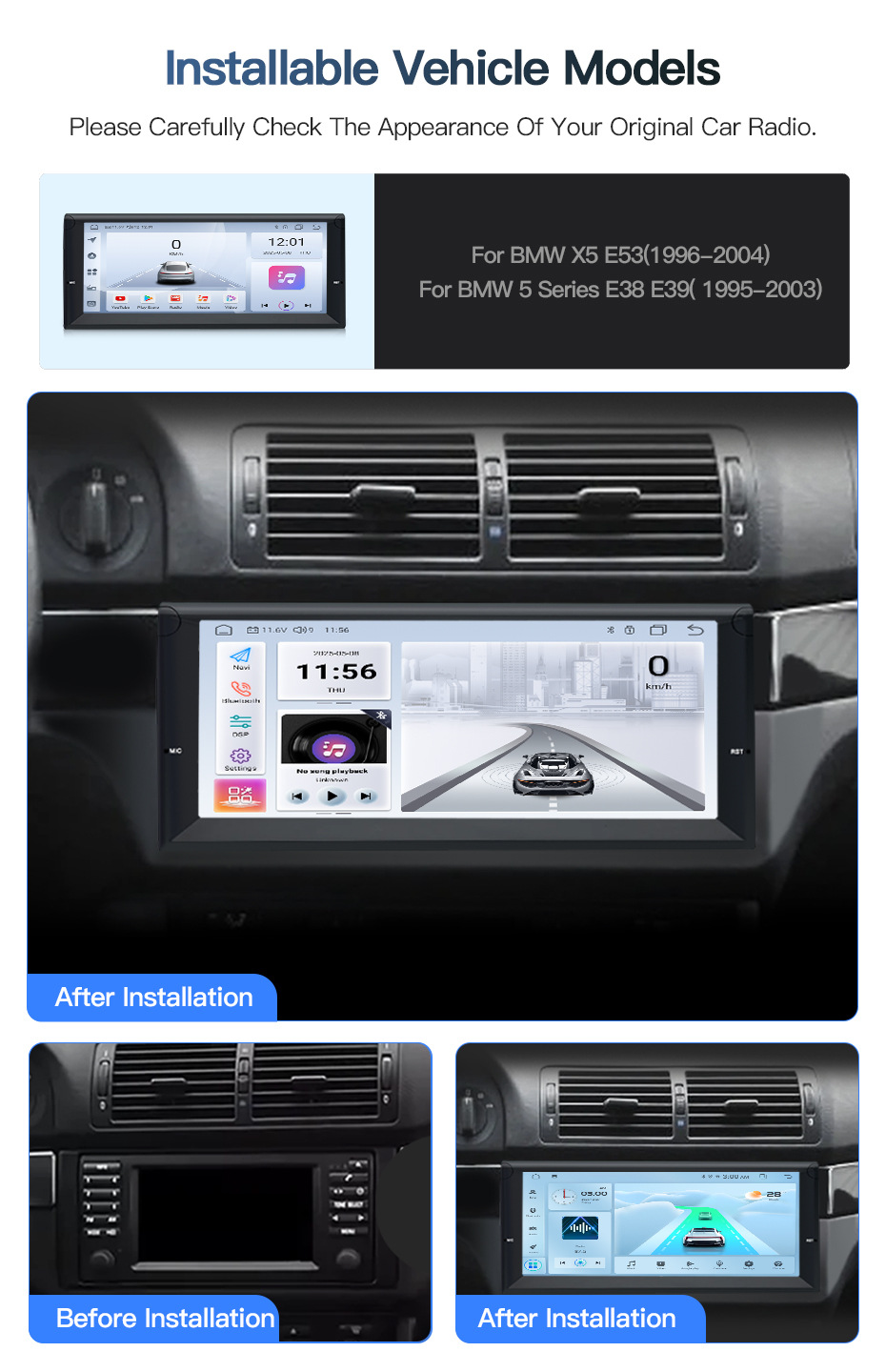 10.25inch Suitable for Bmw 5 Series 7 Series E38 E39 X5 E53 M5 Car Central Control Large Screen Navigation Reversing Camera