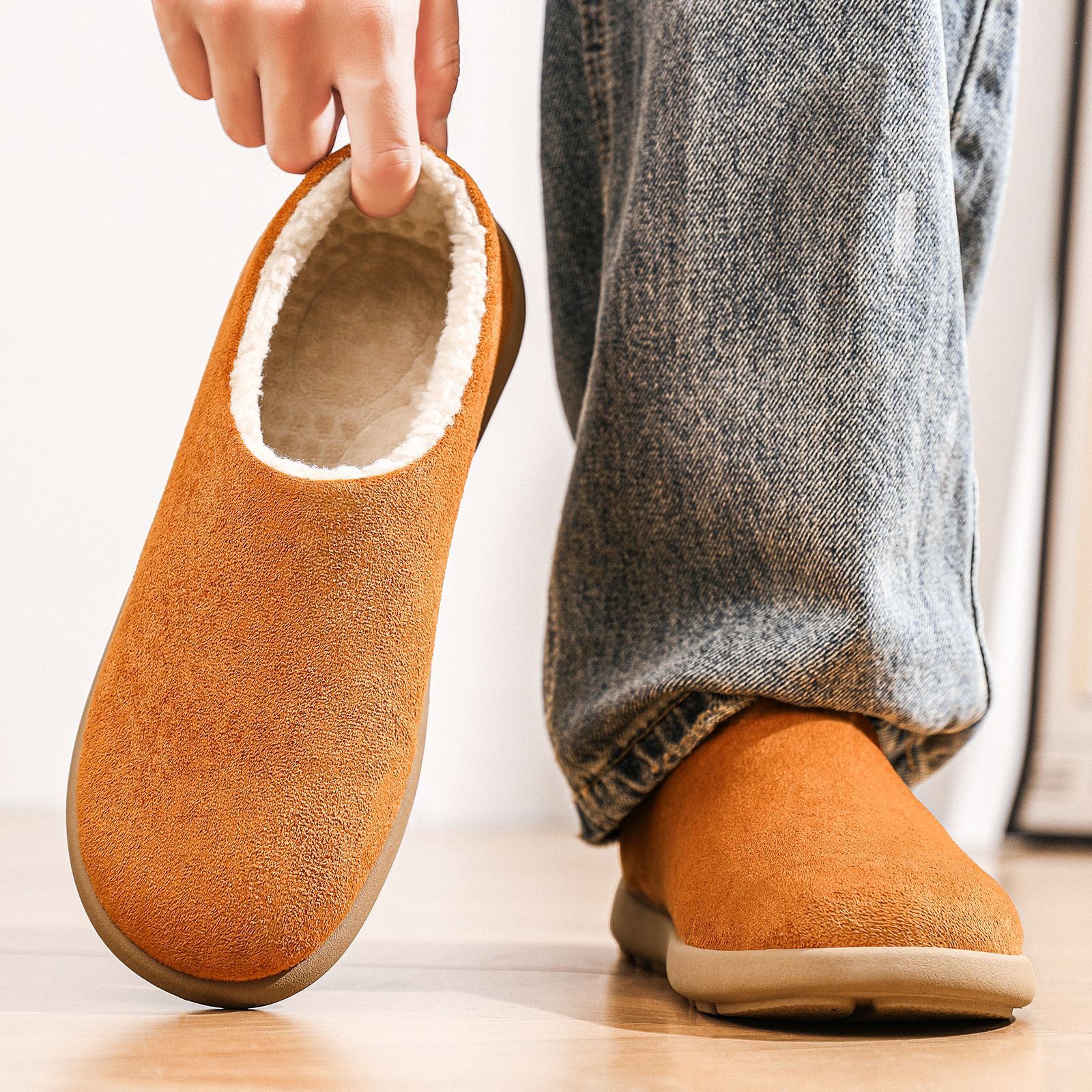 Zapatos de algodón otoño y invierno nuevos zapatos de borcado zapatos de hombre bolsas de cabeza Mueller zapatos de peluche pequeñas botas de nieve cálidas de patata