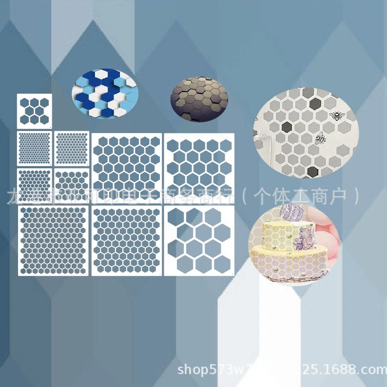 10pcs сотовая живопись шаблон шестиугольник пчела деревянный торт украшение печенья стены холст DIY ремесла