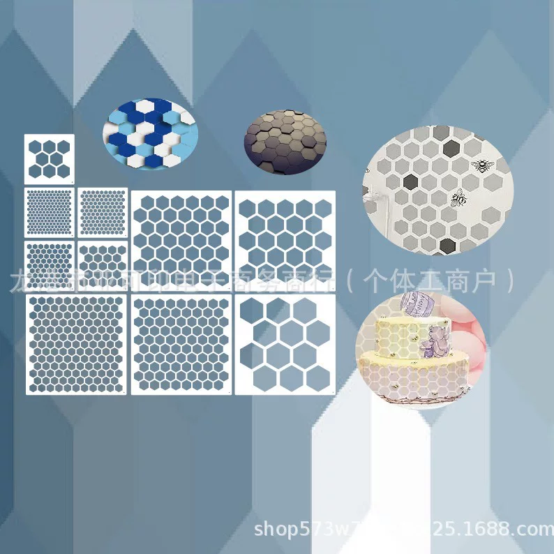 10pcs honeycomb drawing template hexagon bee wooden cake decorations cookies wall canvas DIY craft