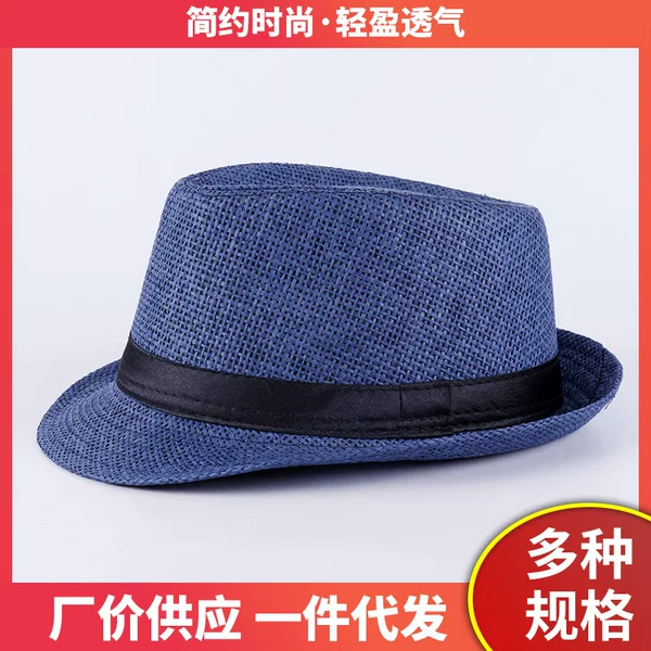 Formal Hats for Middle-Aged and Elderly Men, Old Man Hats, Dad Hats, Faux Linen Sun Hats, Single-Strand Straw Hats