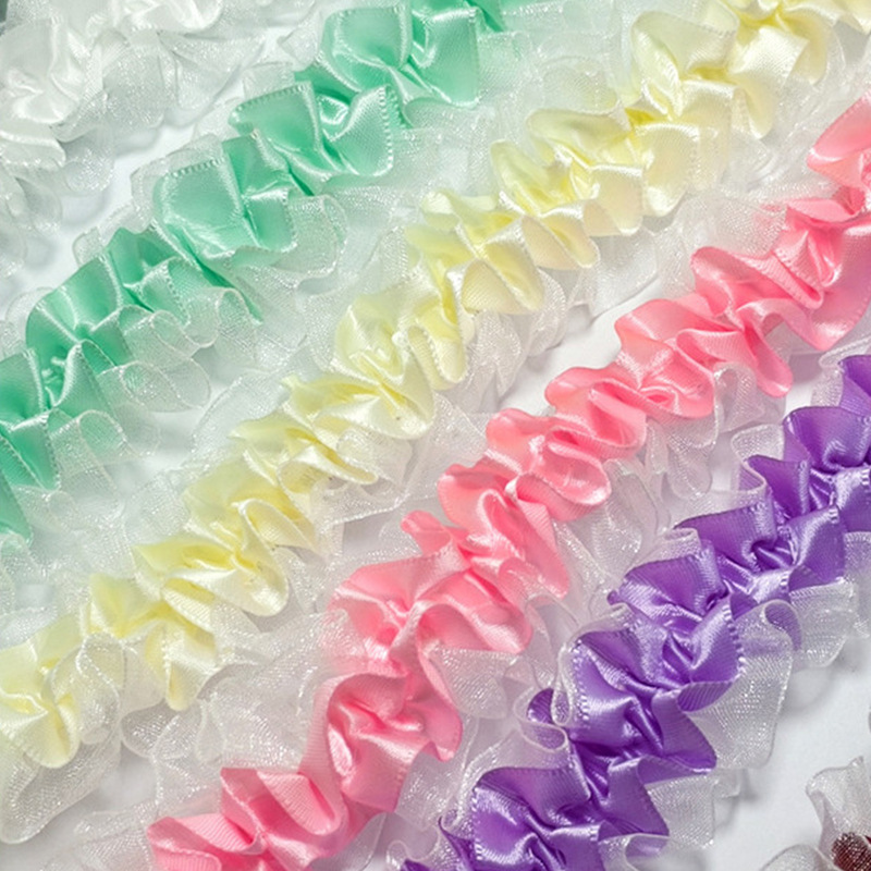 Double Layer Elastic Pleated Ribbon Polyester suit Pain Bag Lace Accessories Lace Handmade DIY Decorative Ear Edge Material Double Layer Elastic Pleated Ribbon Polyester suit Pain Bag Lace Accessories Lace Handmade DIY Decorative Ear Edge Material