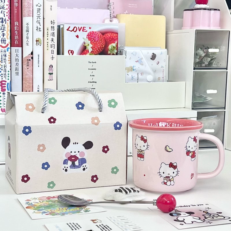 Керамическая кружка Sanrio для воды для девочек с привлекательным внешним видом и симпатичная детская кружка для дома, чашка для кофе и молока, подарок на день рождения