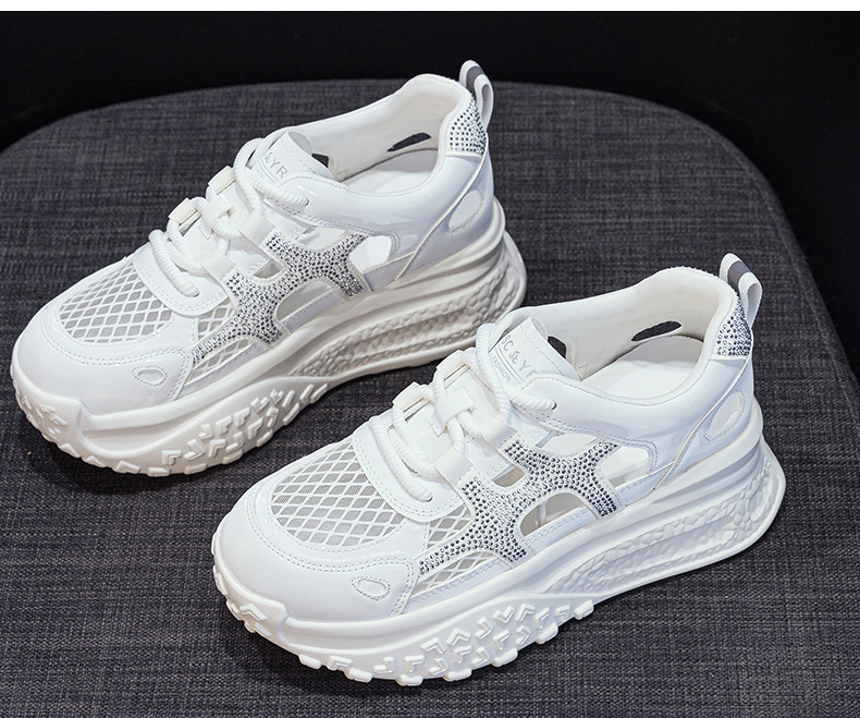 Giày sneaker chunky nữ đế dày mặt lưới thoáng khí phong cách thể thao — M2877 màu be, M2877 màu xanh lam, M2877 Màu tím chi tiết 13