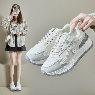 Ins K-Style New Dad Shoes for Women 2025 Spring Student Sports Running Shoes Casual Thick Soles Increased Ad8802