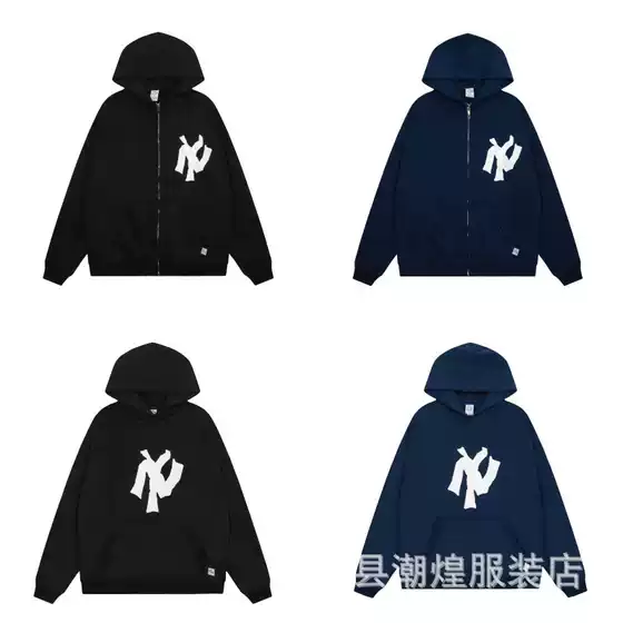Cross-Border Export Trendy Brand Akimbo Classic Letter Printed Loose Zipper Hooded Sweatshirt for Men and Women Couples