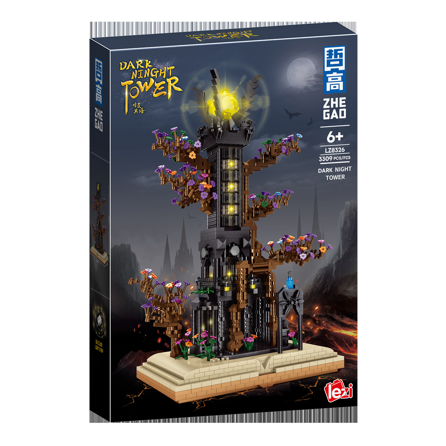 Zhe Gao nuevo producto micropartículas lz8326 torre oscura de la noche para niños y niñas ensamblaje serie de bloques de construcción para niños juguetes