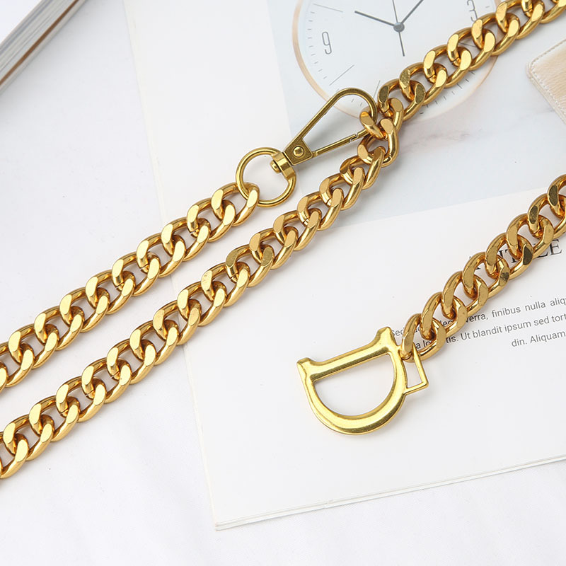 Classic Gold Waist Chain, D-letter Chain Belt Fashionable Women's Belt Personalized Dress Decoration Casual Design High-quality Belt
_voghion.com