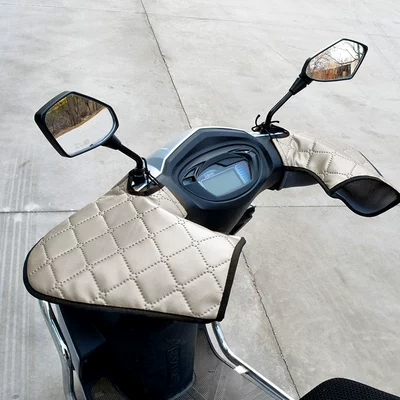 Motorcycle Handle Cover Four Seasons Spring Autumn Summer - one-size-summer-model-silver-gray-pu-leather