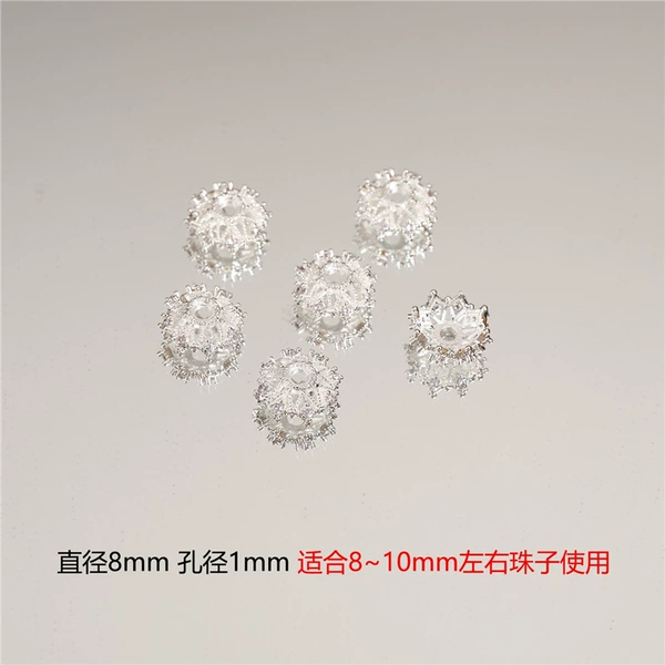 8mm silver copper inlaid zirconium heavy industry flower holder 1 piece
