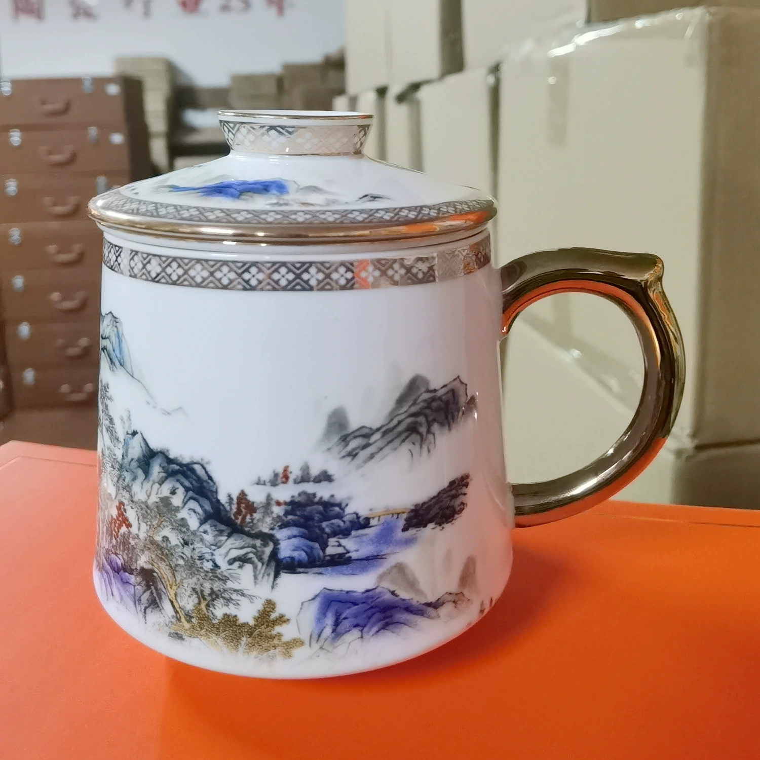 С ceramic чайная чашка Jingxu Fang с крышкой 401-500 мл для офиса и дома, несколько цветов