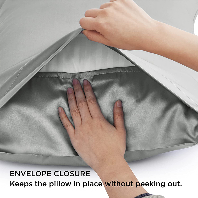 Funda de almohada tipo sobre de satén de gran venta transfronteriza SHEIN universal Amazon funda de almohada de imitación de seda de color puro.