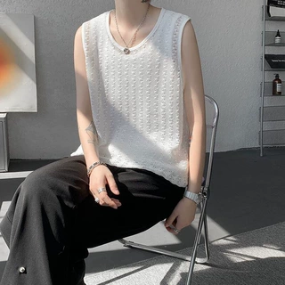 山力达迪透视镂空透气背心男夏季凉感内搭大码汗衫美式潮流宽松无