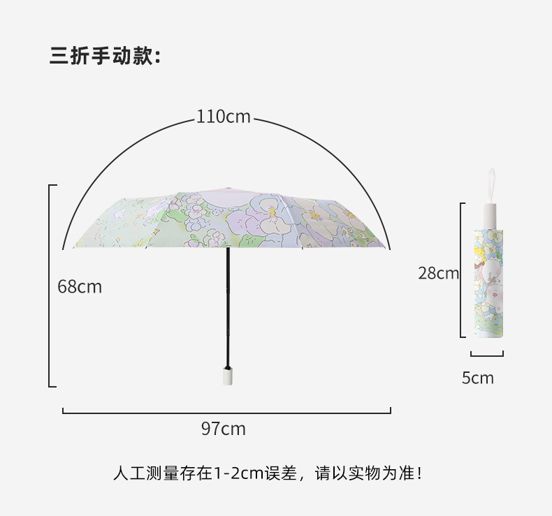 Wholesale fully automatic three-fold umbrellas, cartoon digital folding umbrellas, black rubber UV protection, sun protection and shade sun umbrellas pic 16