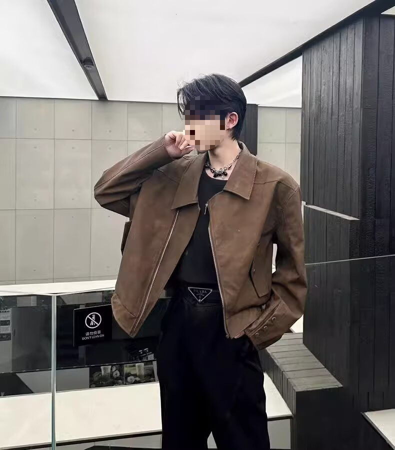Men's Cool Motorcycle Jacket With Turn-down Collar European Style_voghion.com