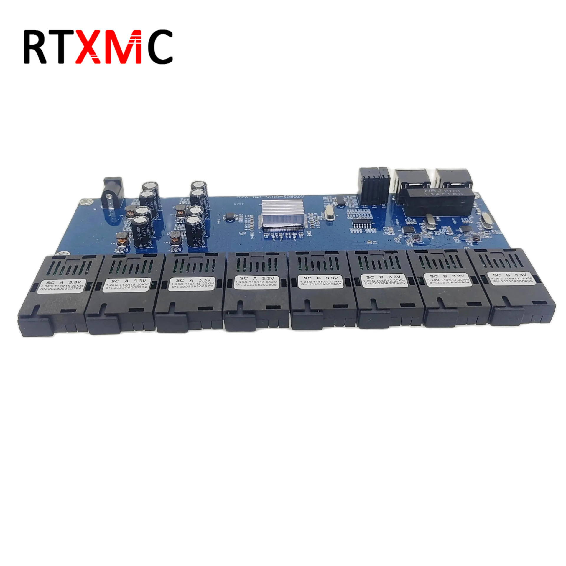 千兆8光2电光纤收发器光纤交换机SC接口单模单纤光电转换器板Pcba