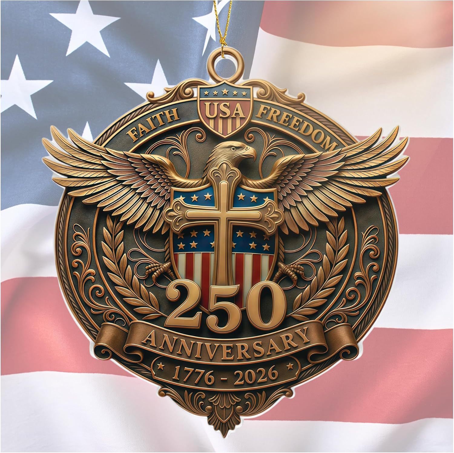 Decoración del 250 aniversario de la fundación de los Estados Unidos - Decoración del árbol de Navidad del Día de la Independencia de la Estatua de la Libertad 2D plana