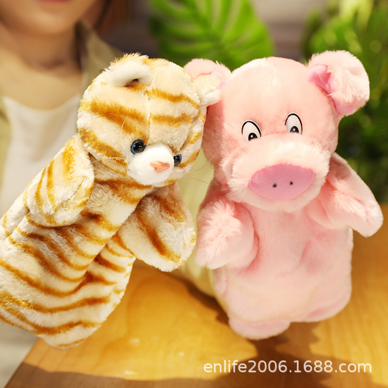 Conjunto de juguete de marioneta transfronteriza mano guantes de animales muñeca de conejo muñeca calmante muñeca de juguete muñeca mordedura marioneta