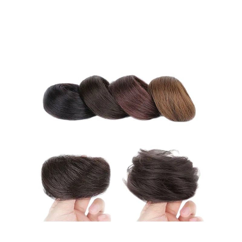 Anillo para peluca, peluca para influencers, postizo de moño esponjoso de cabello natural, peluca de moño esponjoso, accesorio para el cabello de estilo antiguo, peinado de moño.