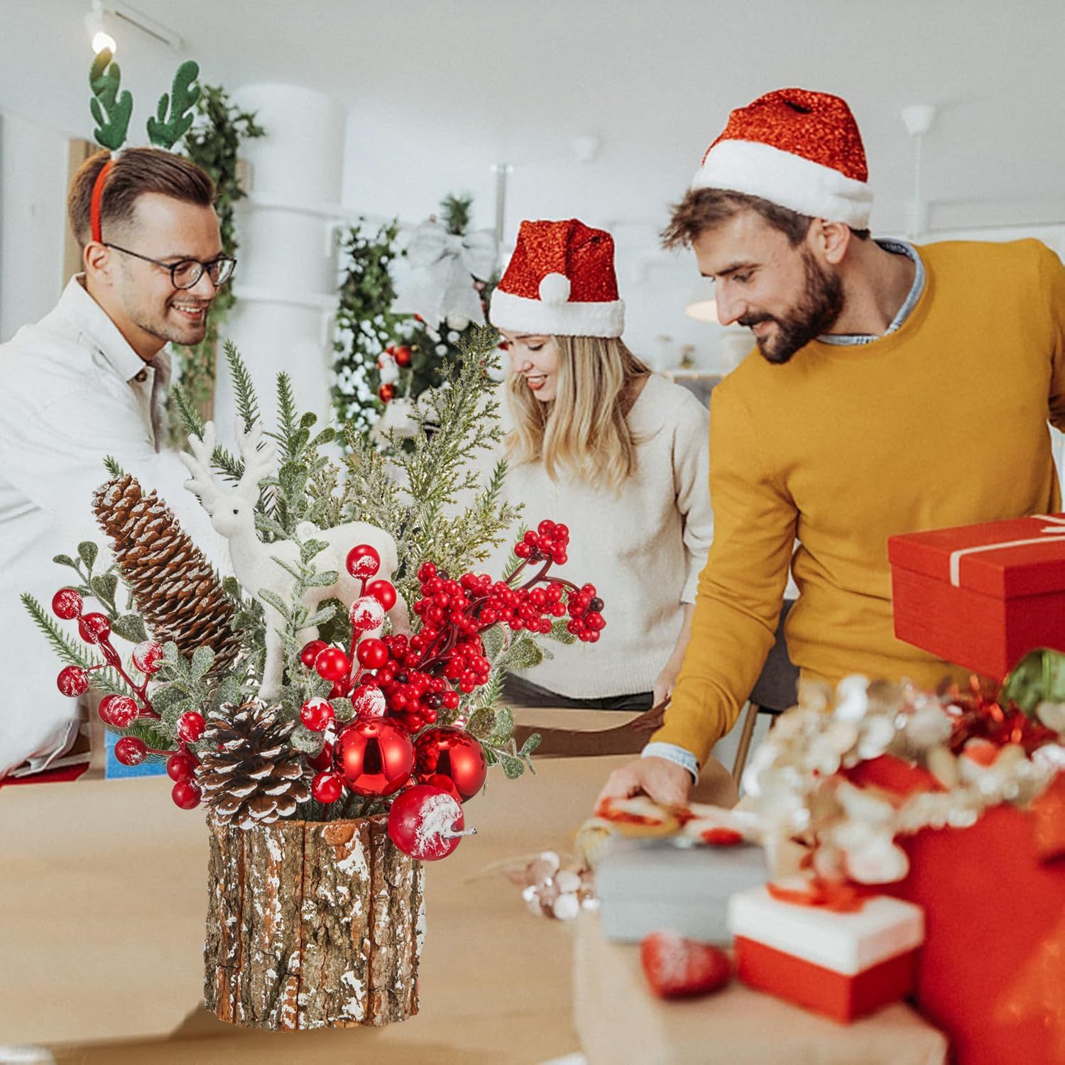 Amazon explosión DIY árbol de Navidad de escritorio simulación PE decoración de Navidad decoración para el hogar árbol de barril de corteza