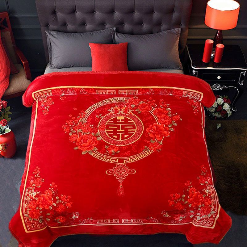 해피 워드 웨딩 클라우드 담요 웨딩 담요 겨울 더블 레드 두꺼운 담요 동반 담요 선물 담요