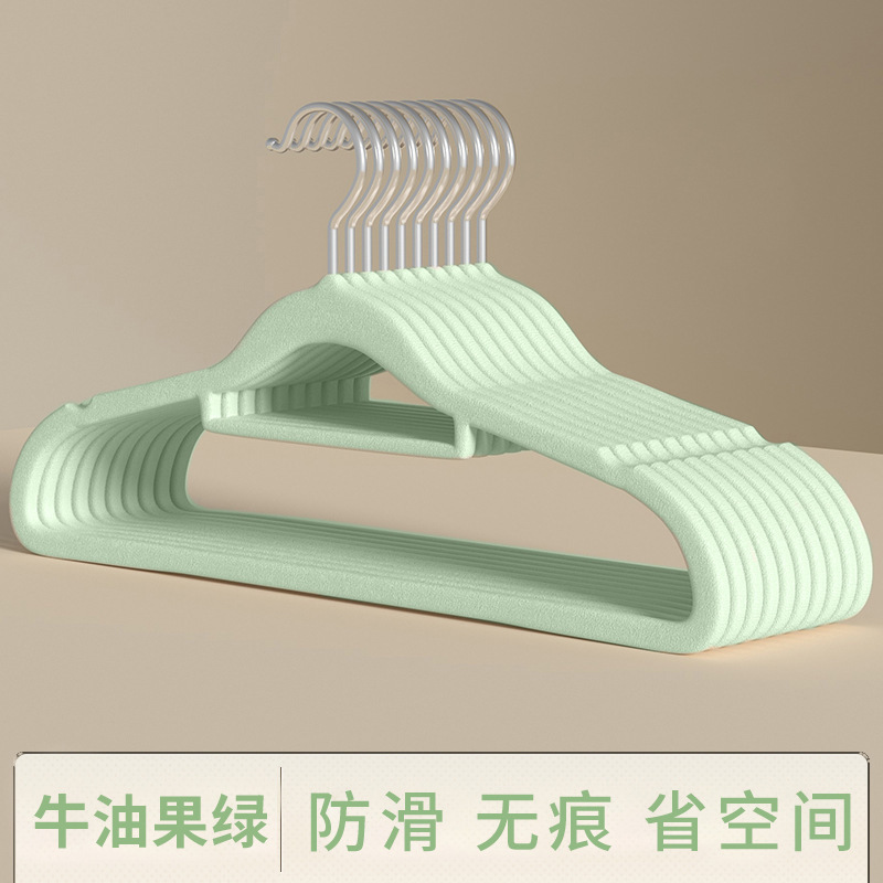 Sin costuras antideslizante flocado percha mojado y seco tienda de ropa del hogar armario organizador de almacenamiento percha de ropa