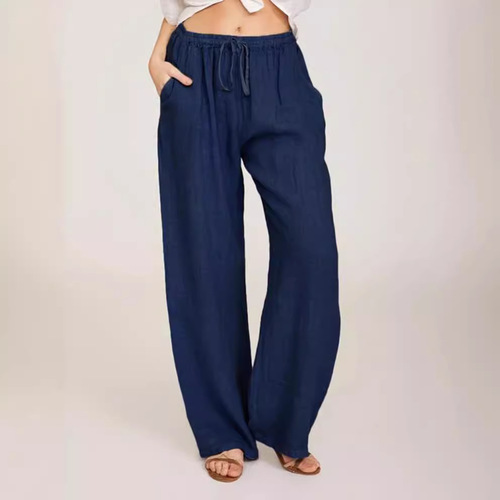 2024 Cross-border European and American Amazon eBay AliExpress Wish Foreign Trade Casual Cotton-Linen Women's Loose Yoga Pants