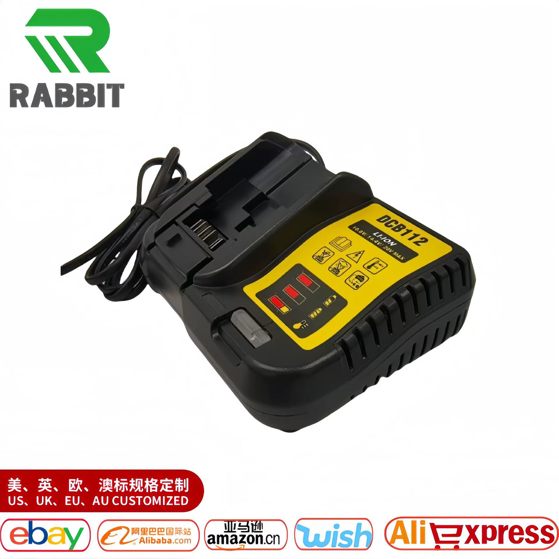 Альтернатива Dewal 10.8V ~ 20V DCB112 Быстрая 3A Зарядное устройство DCB115 Быстрая зарядное устройство