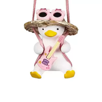 Car hanging Swing Duck Car Rearview Mirror - pink-backpack-guitar-duck