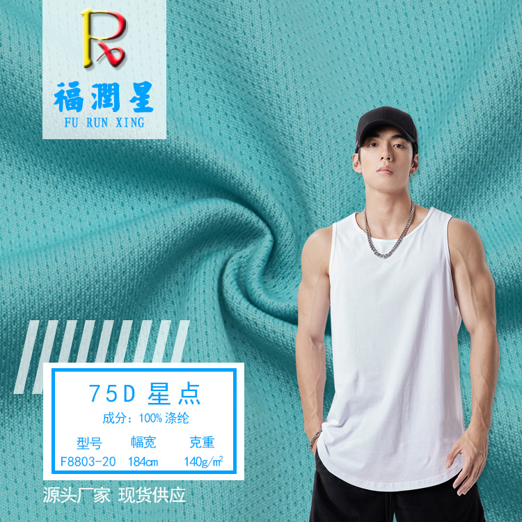 140g全涤星点布吸湿排汗运动速干网眼里布T恤运动服篮球服装面料