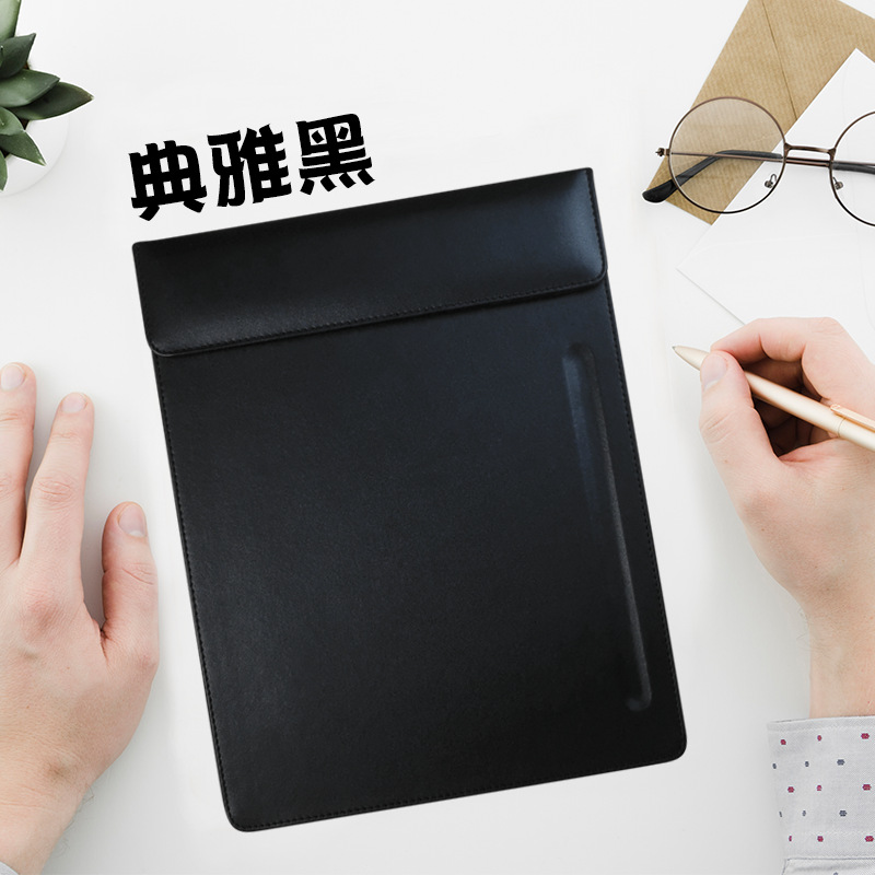 En stock Archivo de madera contrachapada A4 escritura se puede configurar con ranura de la pluma imitación cuero pu negocios Hotel Conferencia Mat menú clip