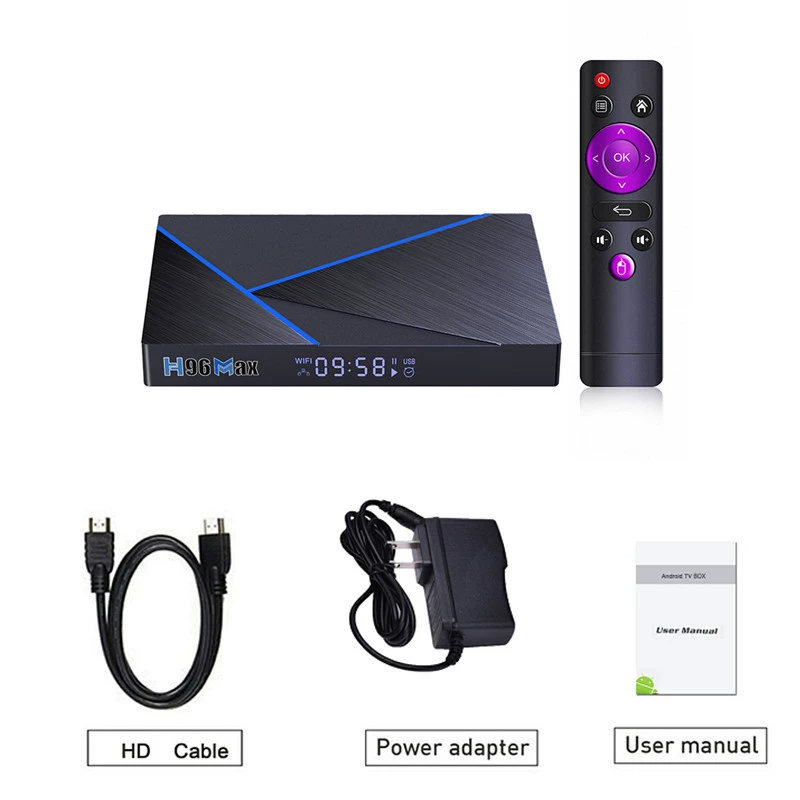 H96 Max V56 комплект — ТВ-приставка RK3566 8ГБ/64ГБ, Dual WiFi, Android 12, BT-плеер