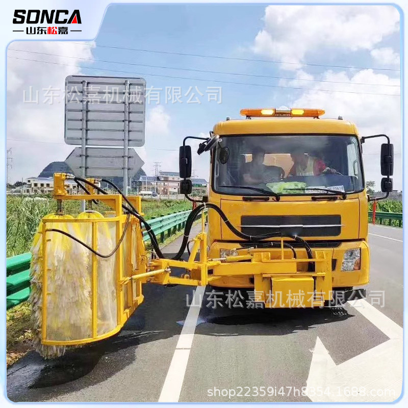 Máquina de limpieza de valla de protección de venta directa de doble cepillo desmontable para vehículo de limpieza automática montado en el vehículo