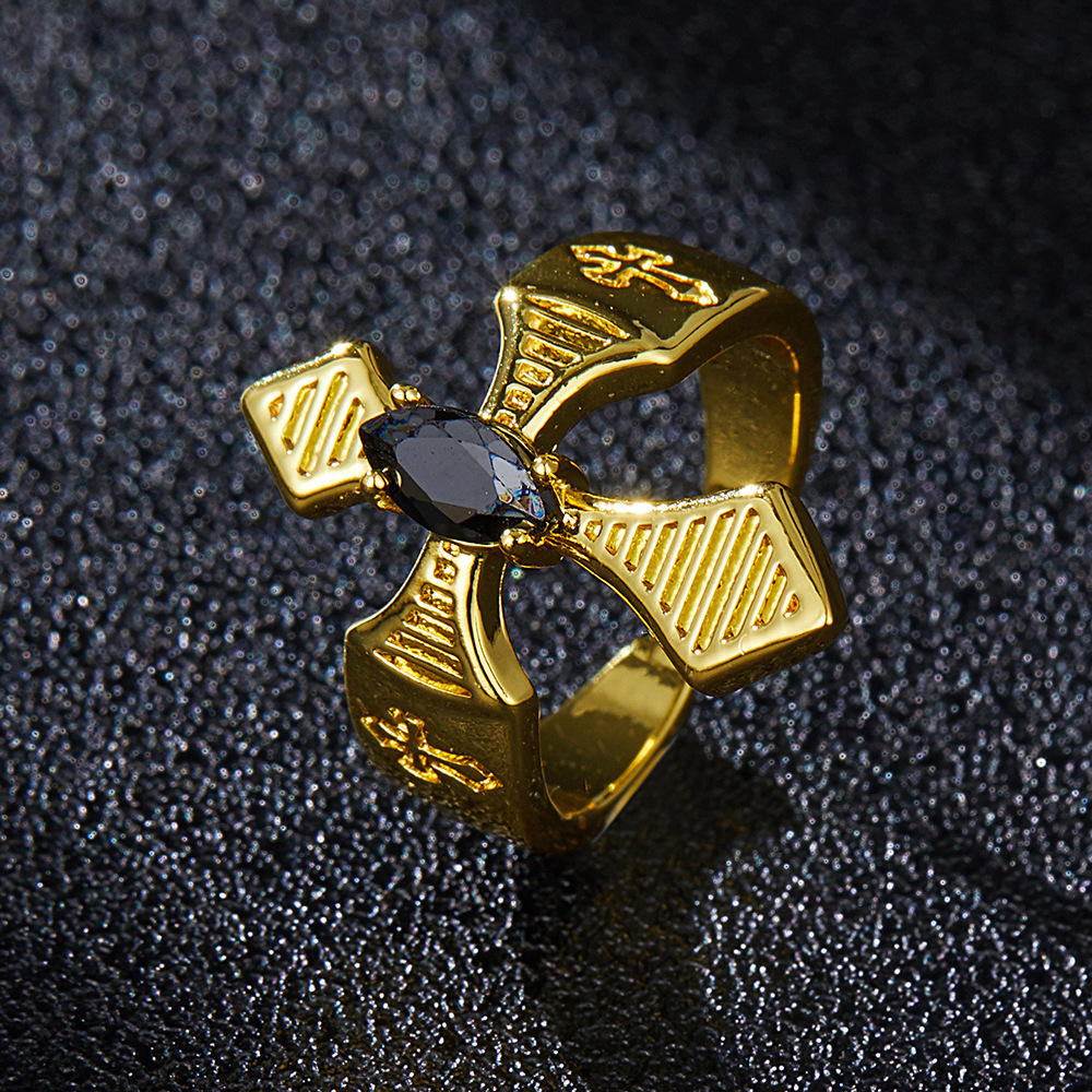 Vendita calda con senso del design personalizzato, anello di apertura a croce in zirconio_voghion.com