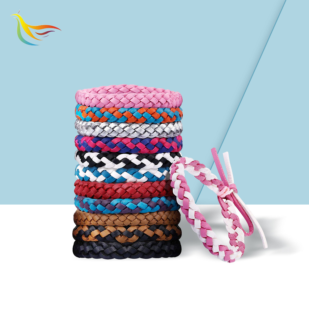 컬러풀한 가방에 들어있는 가죽 스트립 12개(색상 선택 가능)