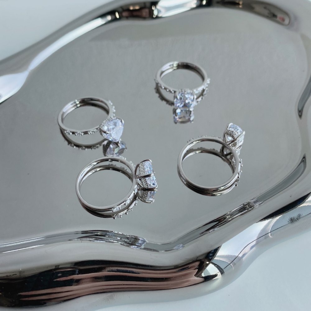 Fashion Heart Shape Sterling Silver Inlay Zircon Rings 1 Piece