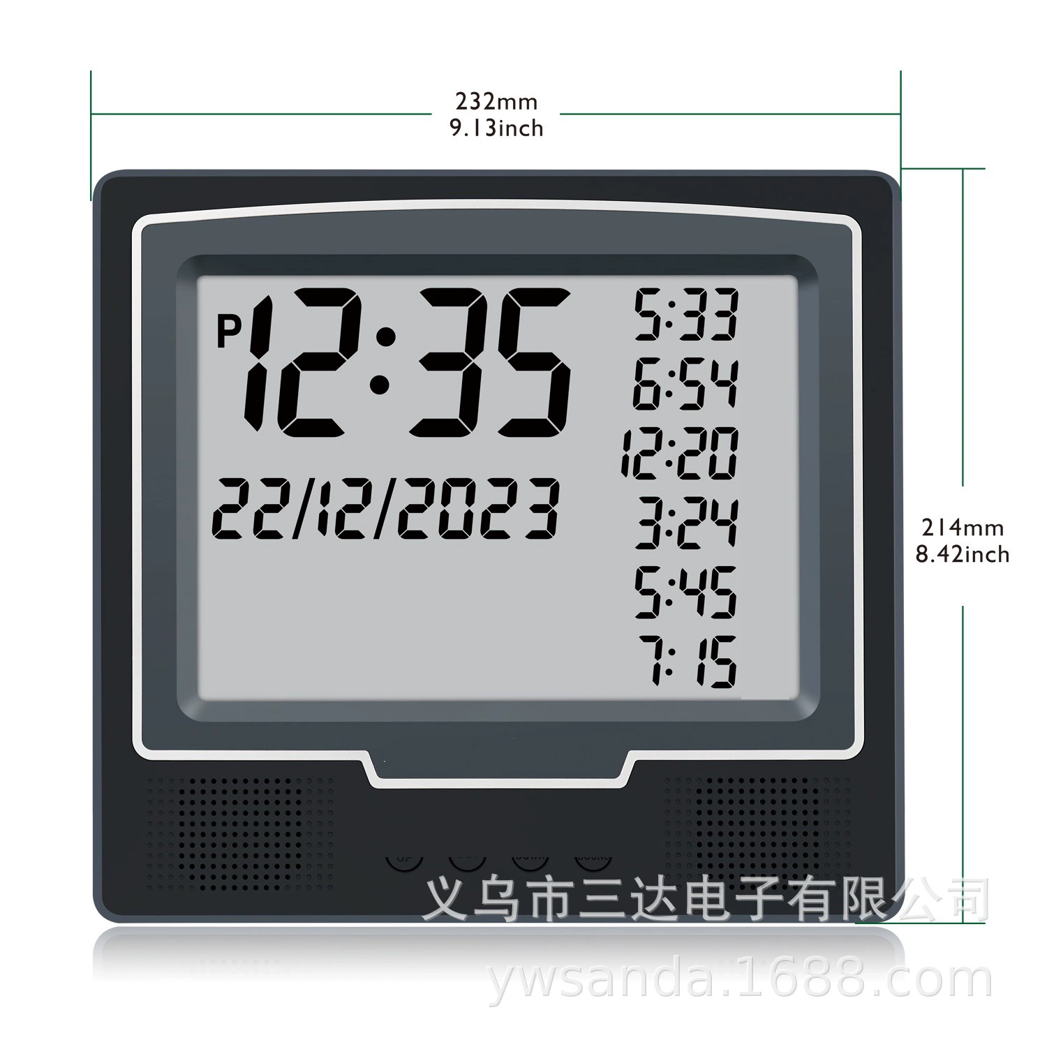 ФАЖ-116 # Черный квадратный аккумулятор с одинаковым экраном, USB, двойного назначения, экспортный вечный календарь, цифровой будильник, производитель часов