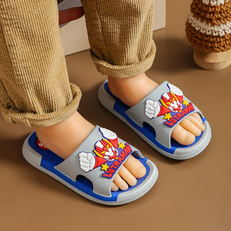 Детские тапочки платформа для мальчиков, нескользящие мультяшные пляжные шлепанцы, для подростков