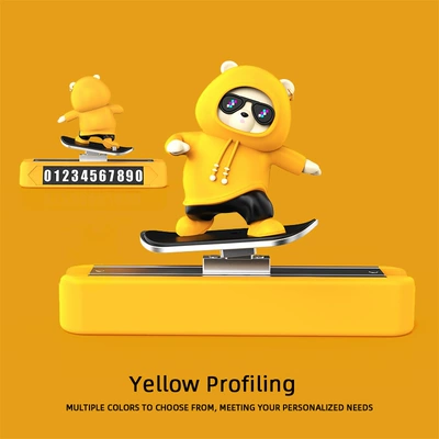 Cross-border new products moving bear Nömrəli dayanma kartı - skateboard-stop-sign-ornaments-yellow-1