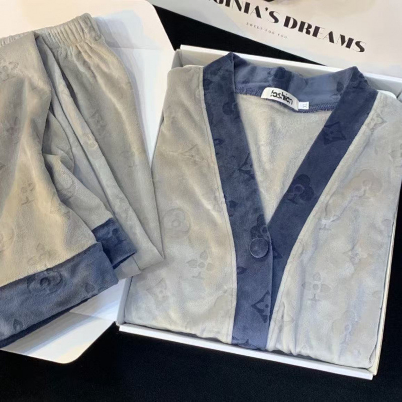 Ai Xin 2025 Winter New Cardigan Island Velvet Men's Thickened Suit Casual Large Size Home Clothes