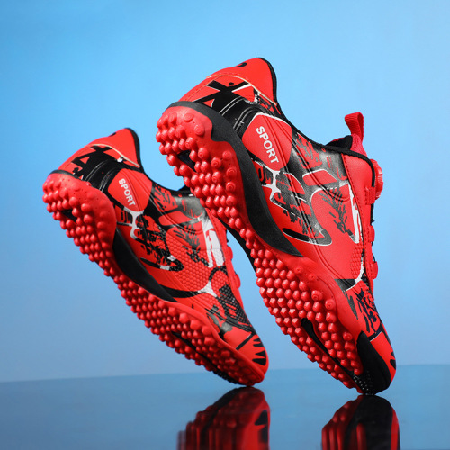 Children's Football Shoes for Boys, TF Frictional Cleats, Sports Cleats with Breathable Design, Rotary Button Professional Training Shoes for Young Students, Boys