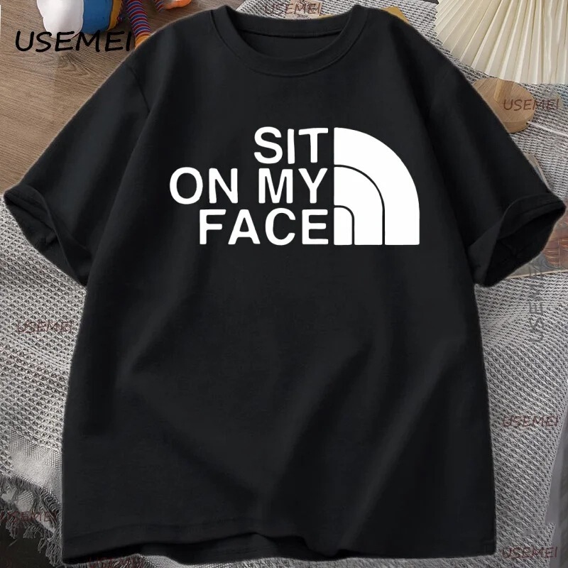 T-Shirt with the Phrase "Sitting on My Face" for Men, Short-Sleeved, Funny Adult Humor T-Shirt, Casual Cotton Print, Pure Cotton Heavyweight T-Shirt T-Shirt with the Phrase "Sitting on My Face" for Men, Short-Sleeved, Funny Adult Humor T-Shirt, Casual Cotton Print, Pure Cotton Heavyweight T-Shirt