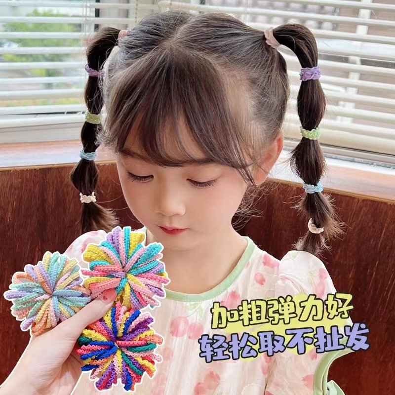 新款儿童糖果色橡皮筋高颜值无接缝不伤发发绳女童甜美发圈批发