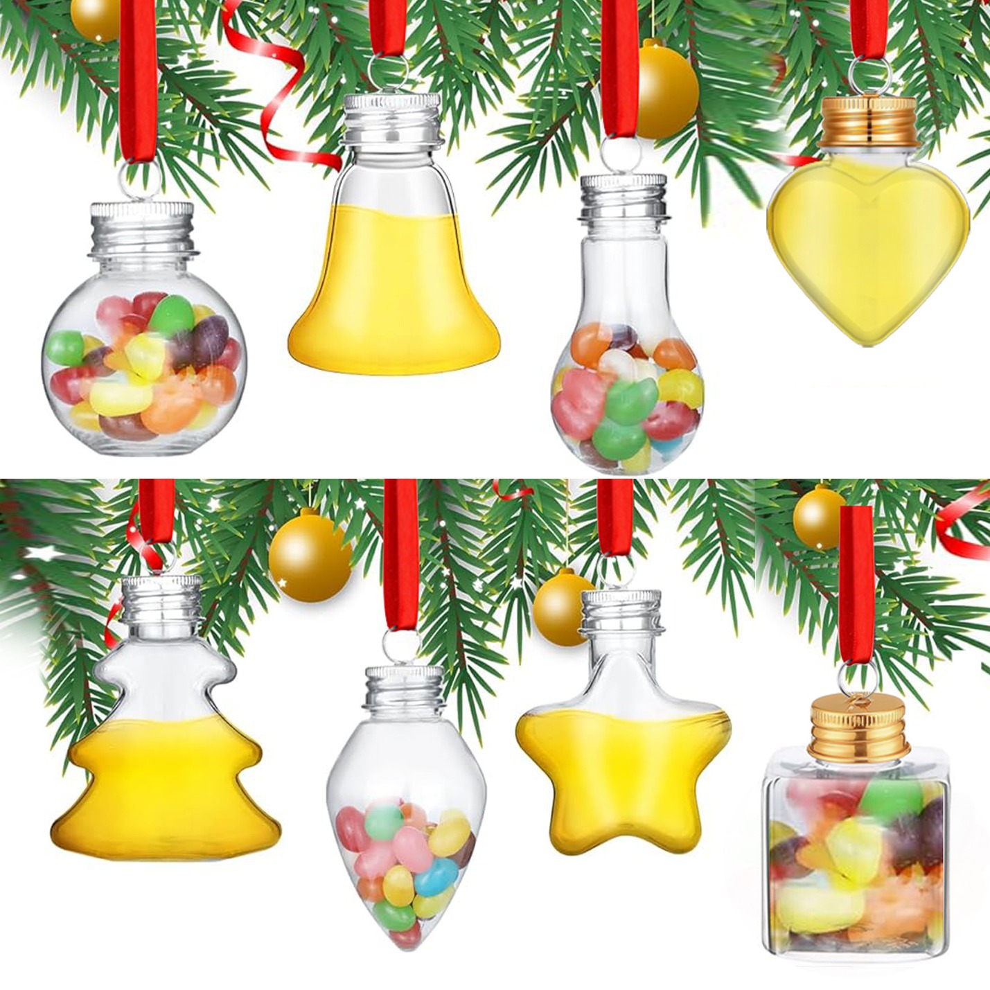 Fábrica al por mayor desechable pet botella de plástico botella de bebida de jugo 50ml bombilla pequeña de Navidad botella de vino botella decorativa