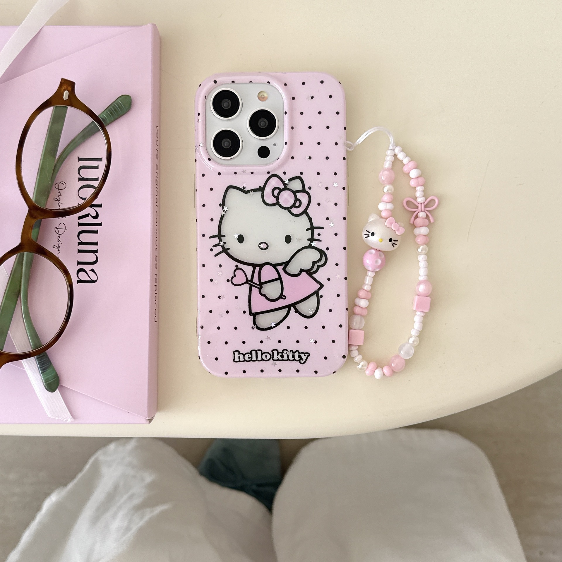 Korean KT lunares hueco KT cat para Apple 15ProMax funda para teléfono móvil 16Pro cadena 14/13 nuevo 16PM