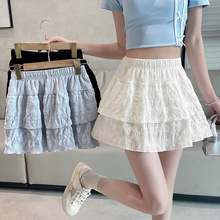 白色蛋糕蓬蓬裙女春夏2025新款高腰a字短裙小个子甜美芭蕾