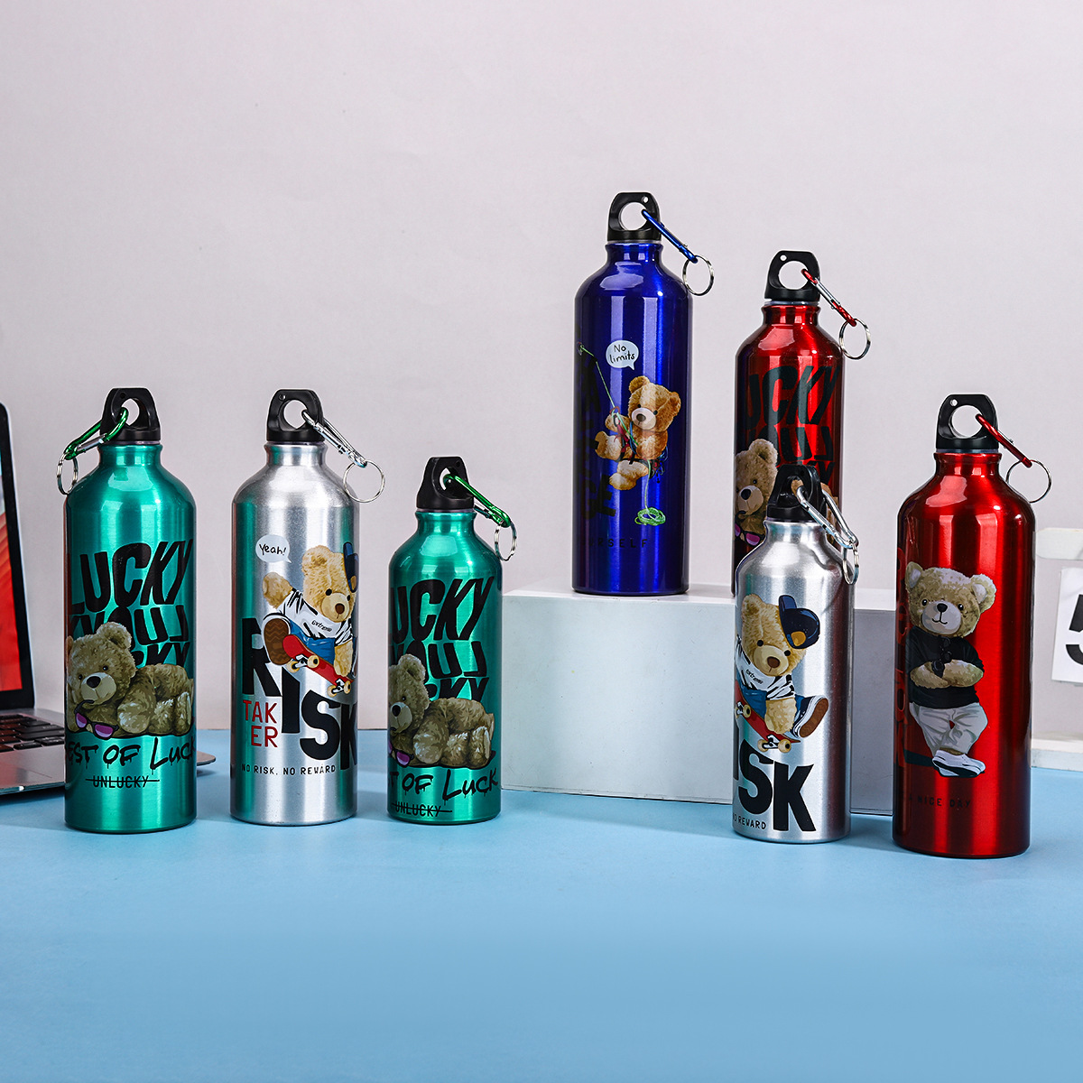 Nuevo simple taza de aluminio portátil de gran capacidad para niños y niñas ciclismo alpinismo botella de regalo taza LOGO al por mayor