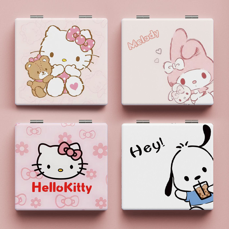 Lindo espejo pequeño Sanrio Kulomi espejo de maquillaje portátil de alto valor espejo de maquillaje portátil dormitorio de estudiantes espejo de maquillaje plegable