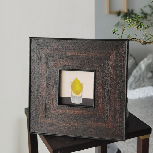 Solid Wood Niche Lemon Pattern Retro Oil Painting Modern Decorative Wall Art Framed Chinese Style Art Medieval Feel